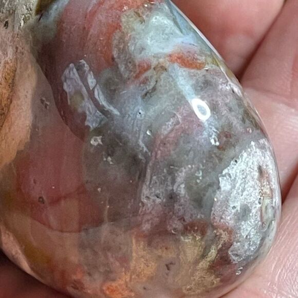 Ocean Jasper palm stone crystal natural druzy orbicular orbs red jelly white yel - Picture 12 of 14